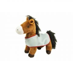 HKM Groot staand pluche paard met deken